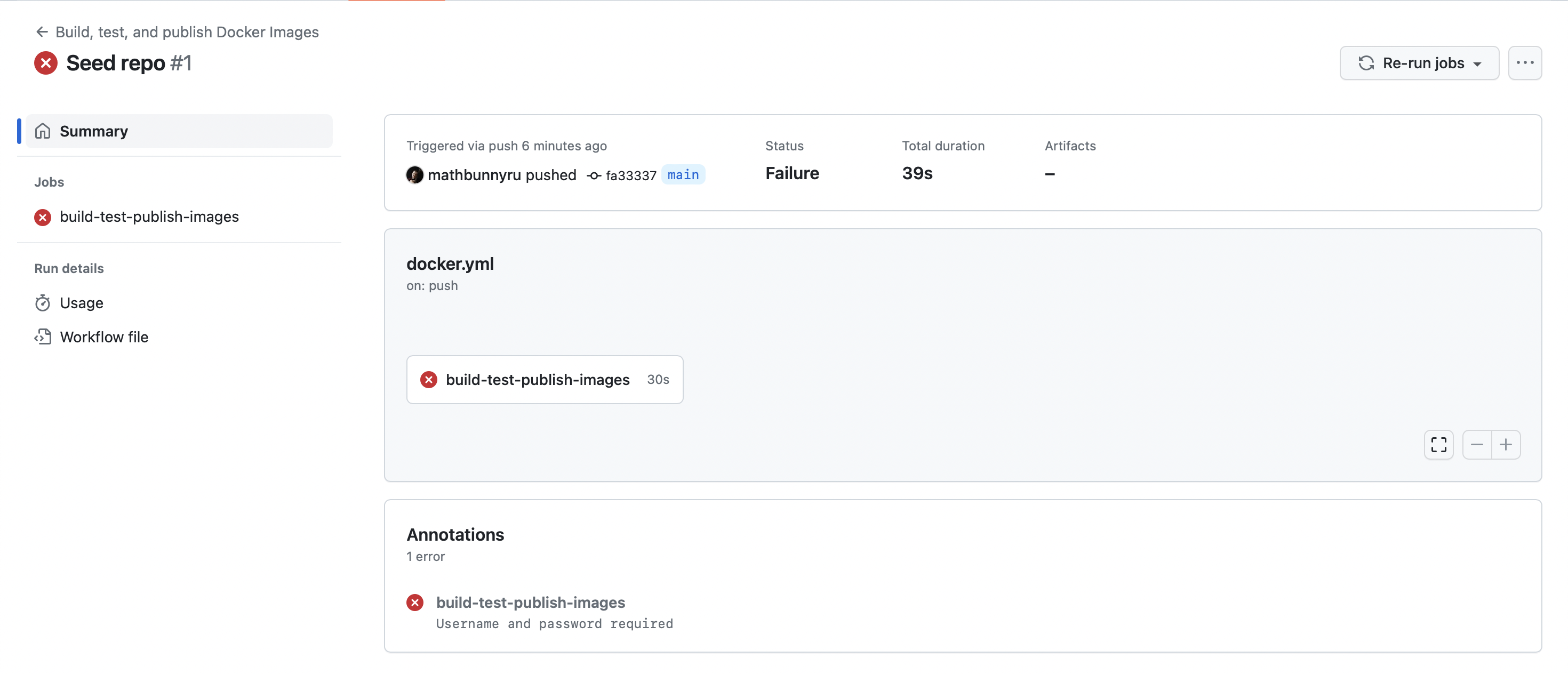 GitHub Actions page showing the "Build Docker Images" workflow